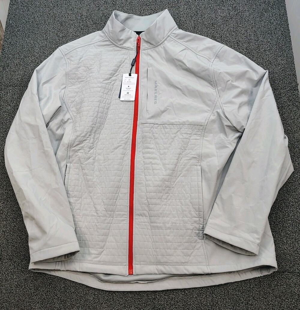 New Maelreg Men's Size XL Performance Softshell Jacket Fleece Lined Zip-Up Grey